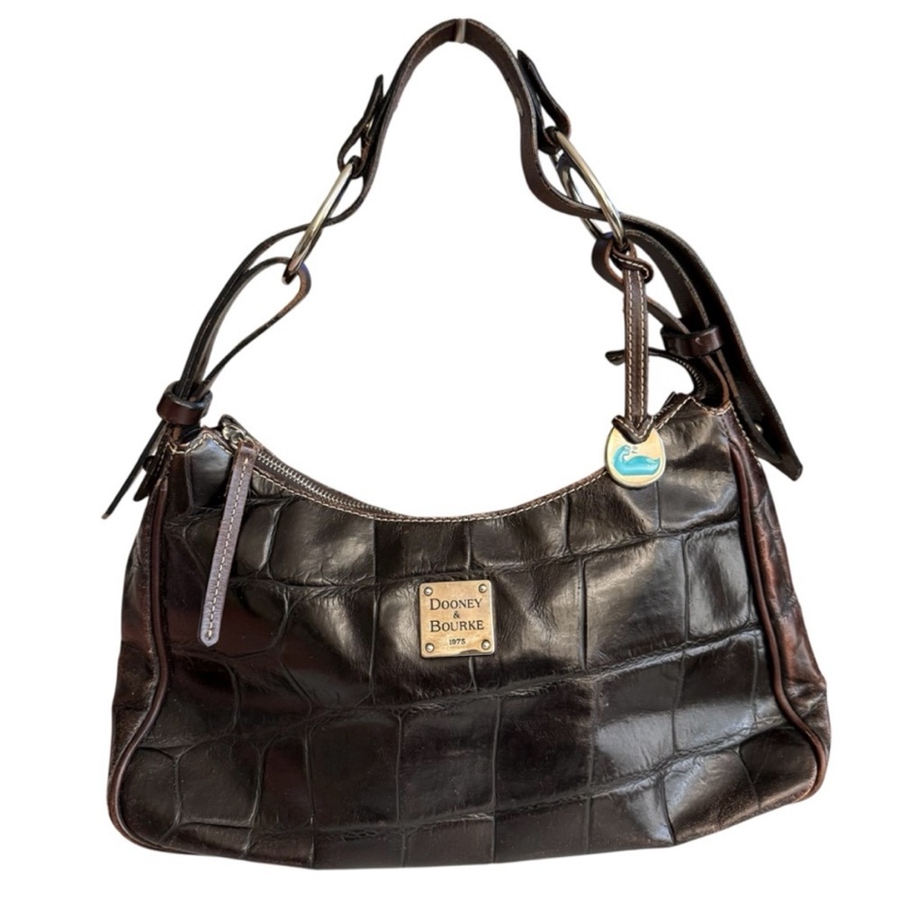 Dooney & Bourke Nile Collection Hobo Purse Vintage Crocodile Style Leather